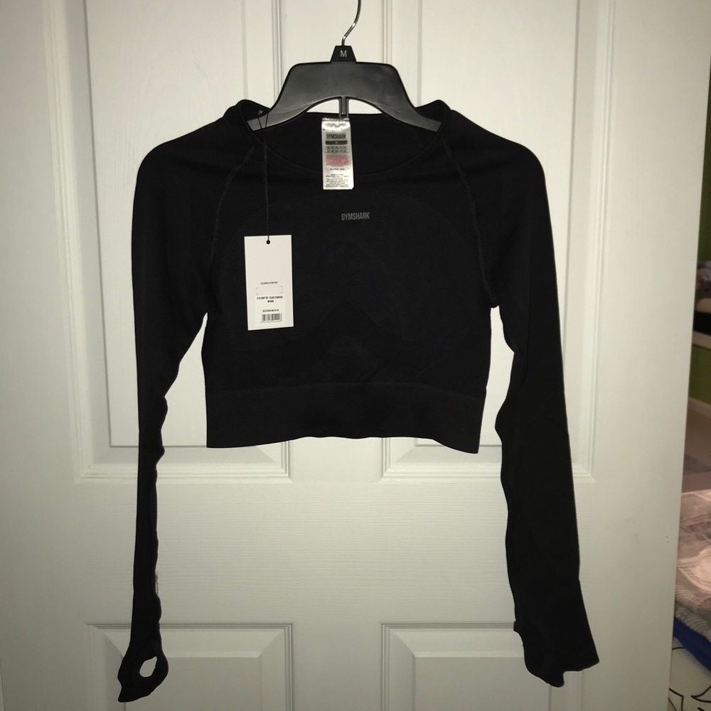 GYMSHARK - Flex Crop Top - Black/Charcoal - M